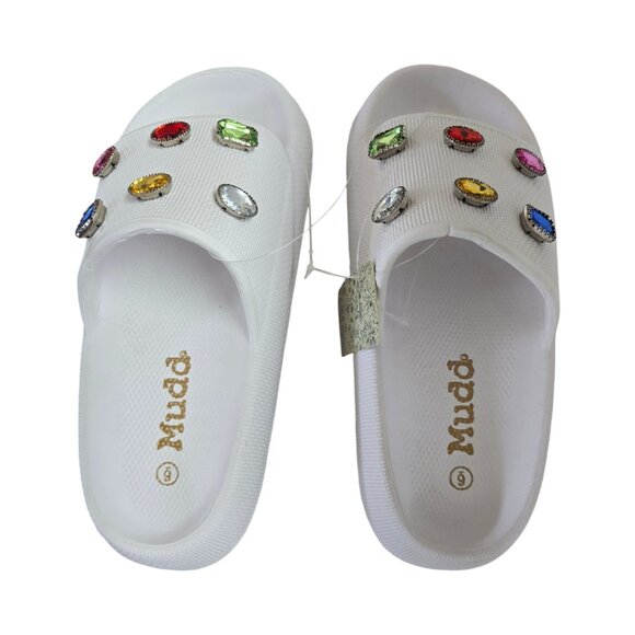 Mudd Girl's Rhinestone Embellished Pool Slides Size 6 NWT - Picture 2 of 3
